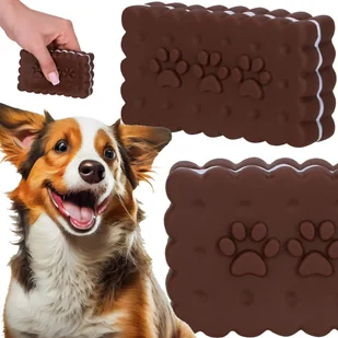 Zabawka piszcząca dla psa ciastko gryzak dla zwierząt brązowo-biały - Zabawki dla psów - miniaturka - grafika 1