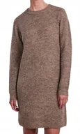 Sukienki - PIECES SWETERKOWA SUKIENKA Z DŁUGIM RĘKAWEM BRĄZOWA MELANŻ L XQA - miniaturka - grafika 1
