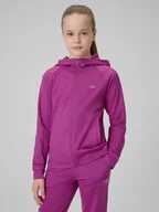 Bluzy dla dziewczynek - 4F Bluza sportowa regular z kapturem dziewczęca - różowa 158/164 (12-14 lat) - miniaturka - grafika 1