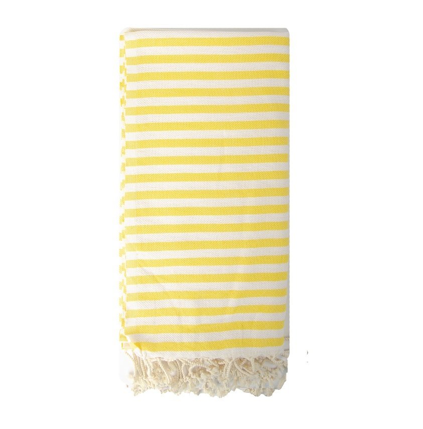 Bawełniany ręcznik plażowy do sauny SPA z frędzlami Akasya 100x180cm żółty