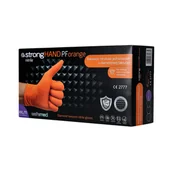 Rękawiczki jednorazowe - SAFEMED STRONG HAND PF Mocne rękawice jednorazowe nitrylowe o diamentowej fakturze Orange XXL 50 szt. - miniaturka - grafika 1