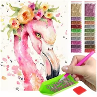 Zabawki kreatywne - Haft Diamentowy ARTULIO, Obraz DIY 5D, Diamond Painting, Mozaika Diamentowa 30X40cm (Flaming z wiankiem) + Zestaw Akcesoriów - miniaturka - grafika 1