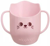 Kubki dla dzieci - AKUKU KUBEK Z UCHWYTAMI DO NAUKI SAMODZIELNEGO PICIA POCHYŁY 150ml RÓŻOWY - miniaturka - grafika 1