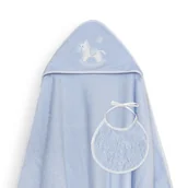 Okrycia kąpielowe dla dzieci - Okrycie kąpielowe 100x100 Caballito różowy ręcznik z kapturkiem + śliniaczek - miniaturka - grafika 1