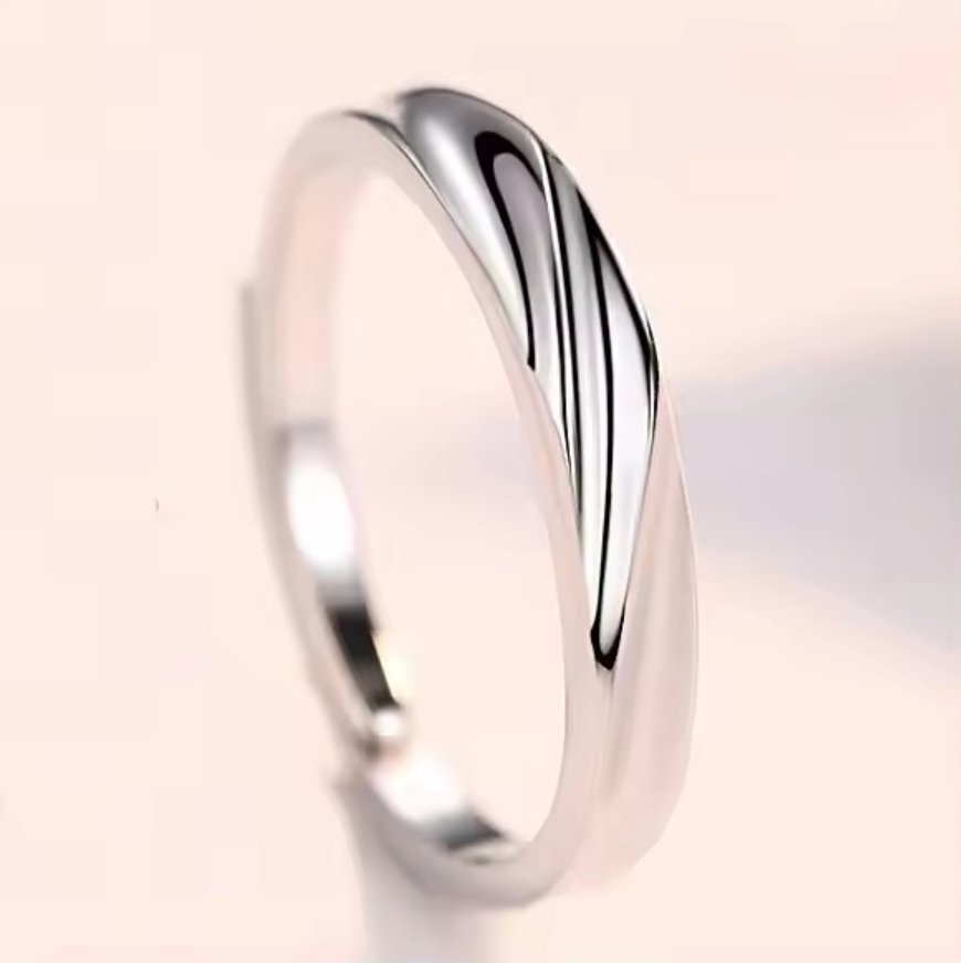 Srebrny Pierścionek Regulowany Rozmiar Stal Szlachetna