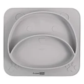 Miseczki i talerzyki dla dzieci - FREEON TALERZ SILIKONOWY MIŚ SZARY - miniaturka - grafika 1