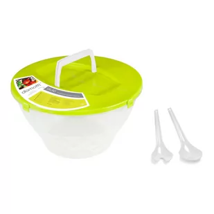 Domotti SALAD MISKA DO SAŁATY 5 L Z POKRYWĄ I SZTUĆCAMI TWORZYWO SZTUCZNE ZIELONY dom26999 - Przybory do gotowania - miniaturka - grafika 1