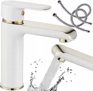 Rea Bateria umywalkowa niska Bloom White Gold - Baterie umywalkowe - miniaturka - grafika 1