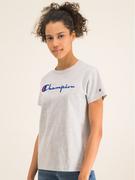 Koszulki i topy damskie - Champion T-Shirt Script Logo 110992 Szary Regular Fit - miniaturka - grafika 1