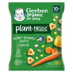 Gerber Organic Serduszka kukurydziane marchewka po 10. miesiąca życia 28 g - Przekąski dla dzieci - miniaturka - grafika 1