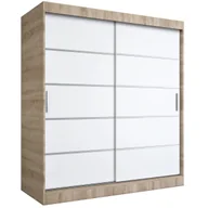 Szafy - Szafa przesuwna MODUO COMFORT 180 dąb sonoma/biała mat z listwami - miniaturka - grafika 1