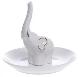 Talerzyk porcelanowy na biżuterię z białym słoniem, 12,5x12,5x11,5 cm - Tace i patery - miniaturka - grafika 1