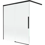 Parawany nawannowe - Mexen Rox parawan nawannowy 2-skrzydłowy rozsuwany 140 x 150 cm, transparent, czarny - 8C9-140-003-70-00 - miniaturka - grafika 1