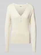 Swetry damskie - Sweter z dzianiny z dekoltem w serek model ‘DIANE’ - miniaturka - grafika 1