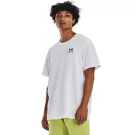 Koszulki sportowe męskie - Męski t-shirt z nadrukiem Under Armour UA LOGO EMB HEAVYWEIGHT SS - biały - UNDER ARMOUR - miniaturka - grafika 1