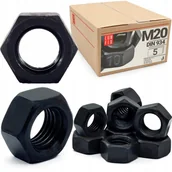 Śruby i nakrętki - Nakrętka sześciokątna M20 6-kątna metryczna DIN 934 czarna kl. 10.9 5szt. - miniaturka - grafika 1