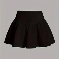 Spódnice - TEMU Elegancka Krótka Spódnica Damska - Naturalny Top z Falbanką i Krótka Długość, Jednokolorowa Sukienka na Każdą Porę Roku, Pranie w Praniu - miniaturka - grafika 1