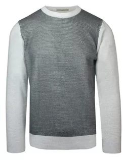 Swetry męskie - Sweter z Okrągłym Dekoltem, Szary, Wzór Geometryczny, Męski, U-neck -YAMAK - Yamak - grafika 1