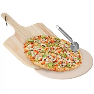 Kamień do pizzy + stojak + nóż kod: O-123702   - Pozostałe akcesoria kuchenne - miniaturka - grafika 1