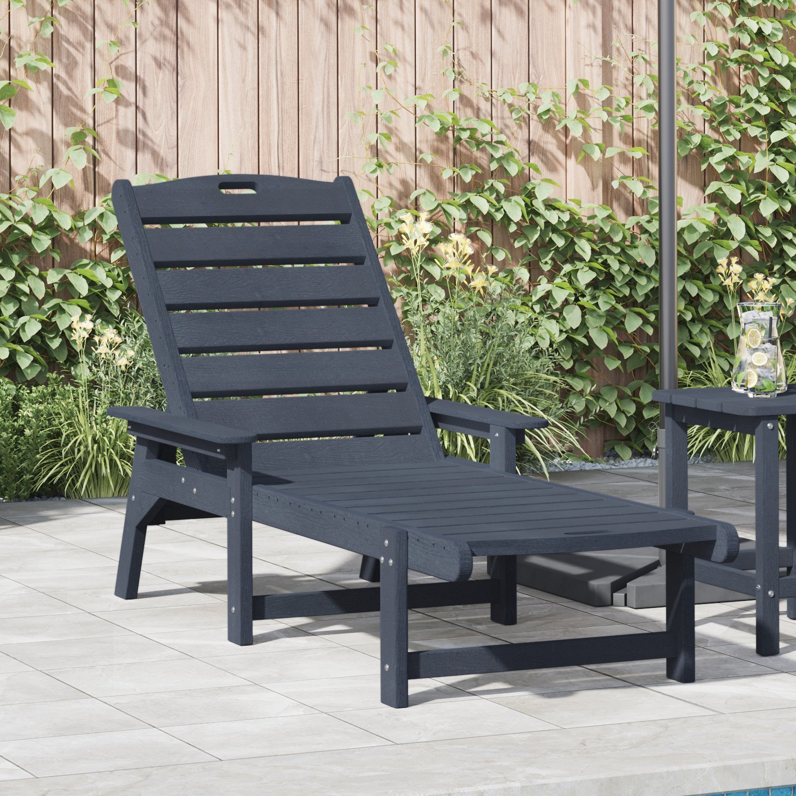 vidaXL Leżak Słoneczny Granatowy 53x162x98,5 cm HDPE 42006638
