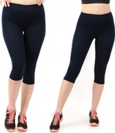 Legginsy - Legginsy damskie 3/4 krótkie Polskie bawełniane Getry Granatowe XL - miniaturka - grafika 1