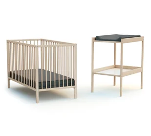 WEBABY - Łóżko i przewijak do pokoju dziecięcego z surowego drewna bukowego - Łóżeczka i kojce - miniaturka - grafika 1