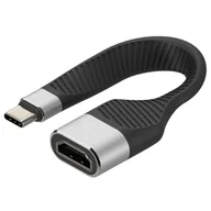 Adaptery i przejściówki - Techly ICOC-USBC-FL-HD4K adapter kablowy 0,136 m USB Type-C HDMI Typu A (Standard) Czarny - miniaturka - grafika 1