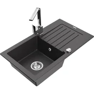 Zlewozmywaki z baterią - Mexen Pablo zlewozmywak granitowy 1-komorowy z ociekaczem i baterią kuchenną Rita, czarny nakrapiany - miniaturka - grafika 1