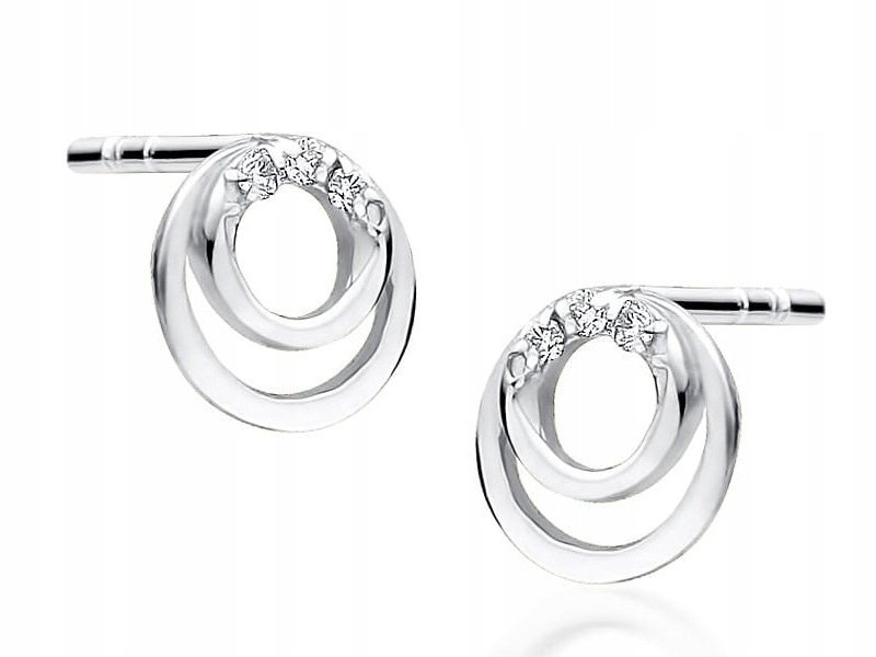 Złote kolczyki 585 sztyfty zakręcane okrągłe z brylantami eleganckie 14k