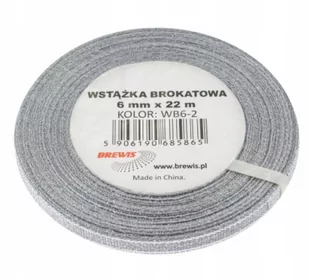 Brewis Wstążka dekoracyjna brokatowa 6mm srebrna WB6-2 - Dekoratorstwo - miniaturka - grafika 1
