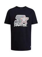 Koszulki męskie - STARTER BLACK LABEL Męski T-shirt Multicolored Logo Tee, nadruk z przodu wielokolorowy, okrągły dekolt, 6 kolorów, rozmiary od XS do XXL, czarny (Black/Grey), L - miniaturka - grafika 1