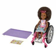 Lalki dla dziewczynek - Lalka Barbie Chelsea na wózku brązowe włosy HGP29 Mattel - miniaturka - grafika 1