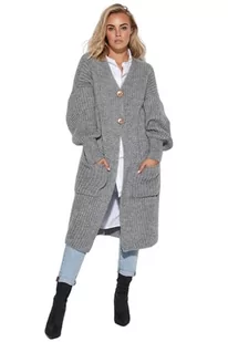 Makadamia Kardigan damski, szary melanż, jeden rozmiar - Swetry damskie - miniaturka - grafika 1