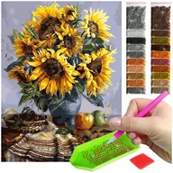 Malowanie po numerach - Haft Diamentowy ARTULIO, Obraz DIY 5D, Diamond Painting, Mozaika Diamentowa 30X40cm (Żółte słoneczniki na kuchennym stole) + Zestaw Akcesoriów - miniaturka - grafika 1