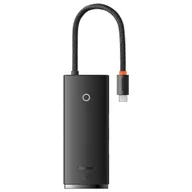 Stacje dokujące i replikatory portów - Baseus Lite Series 5w1 USB-C do 3x USB 3.0 + USB-C + HDMI czarny WKQX040001 - miniaturka - grafika 1