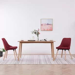 vidaXL Krzesła do jadalni, 2 szt., czerwone wino, tapicerowane tkaniną - Krzesła - miniaturka - grafika 1