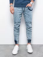 Spodnie męskie - Spodnie męskie jeansowe joggery - jasnoniebieskie V1 P1056 - miniaturka - grafika 1