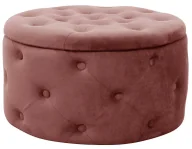 Pufy i podnóżki - Pikowana pufa do salonu brudny róż - Lulu - miniaturka - grafika 1