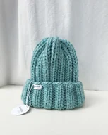 Czapki damskie - Gruba wełniana czapka beanie 100% wełna handmade - miniaturka - grafika 1