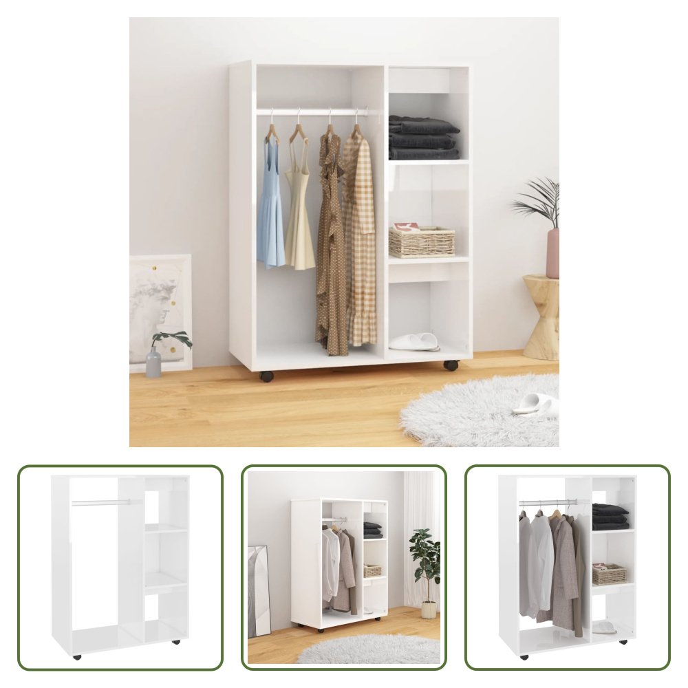 The Living Store Szafa biały wysoki połysk 80x40x110 cm materiał drewnopochodny