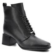 Botki damskie - Czarne Botki Karino Damskie Eleganckie Obuwie - miniaturka - grafika 1