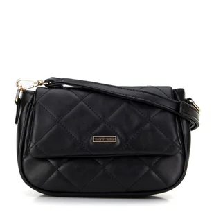 Damska crossbody z ekoskóry w przeszycia czarna - Torebki damskie - miniaturka - grafika 1