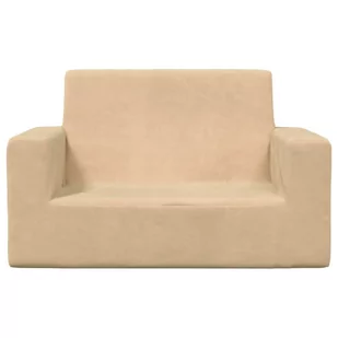 Lumarko 2-os. sofa dla dzieci, kremowa, miękki plusz - Sofy i kanapy - miniaturka - grafika 4