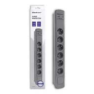 Listwy zasilające - QOLTEC Listwa antyprzepięciowa 6 gniazd 2xUSB 1.8m Szara 50283 - miniaturka - grafika 1