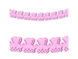 DP Girlanda Różowe Wózeczki - 3 m - 1 szt. BR30R - Baby shower i roczek - miniaturka - grafika 1