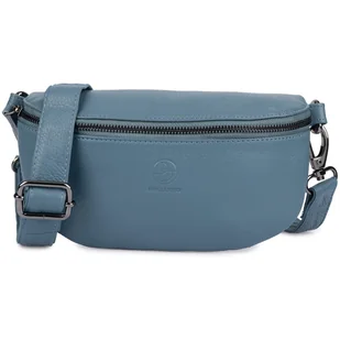 Średnia saszetka skórzana typu nerka wielofunkcyjna - szaroniebieska - Nerki - miniaturka - grafika 1