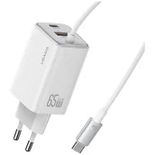 Ładowarki do telefonów - Ładowarka sieciowa USAMS JC Series CC266 65W GaN Fast Charger 2xUSB-C 1xUSB-A biały - miniaturka - grafika 1
