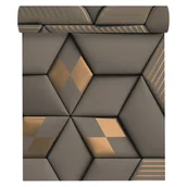 Tapety - Tapeta panoramiczna Metropolitan 3D geometryczna brązowo-złota 159 x 280 cm - miniaturka - grafika 1
