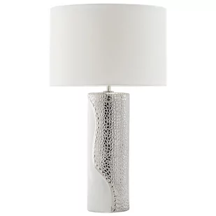 Beliani Lampa stołowa Lampka nocna porcelanowa biało-srebrna AIKEN - Lampy stojące - miniaturka - grafika 1