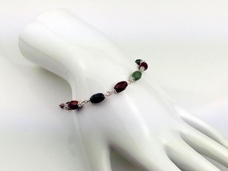 Agat indyjski - bransoletka srebro Ag930, obwód od 16 do 18.5 cm, waga 6.5 grama, rękodzieło